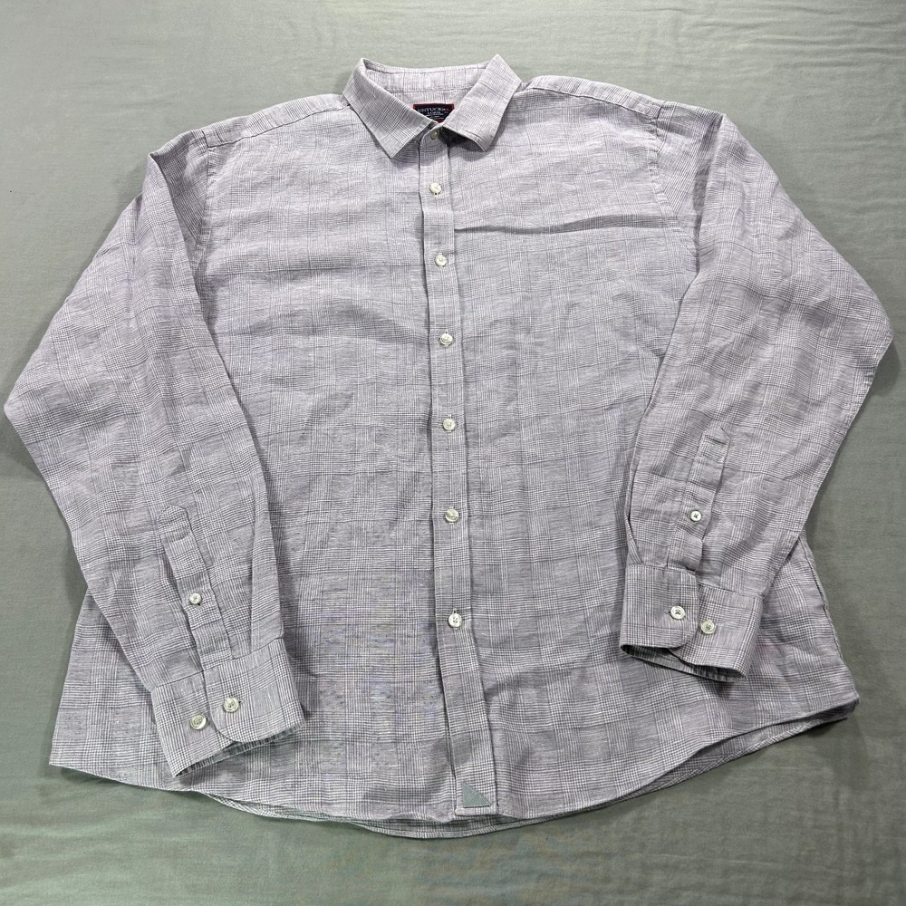 UNTUCKit Shirt Adult XL Blue Linen Regular Fit Button Up Casual Lightweight Mens